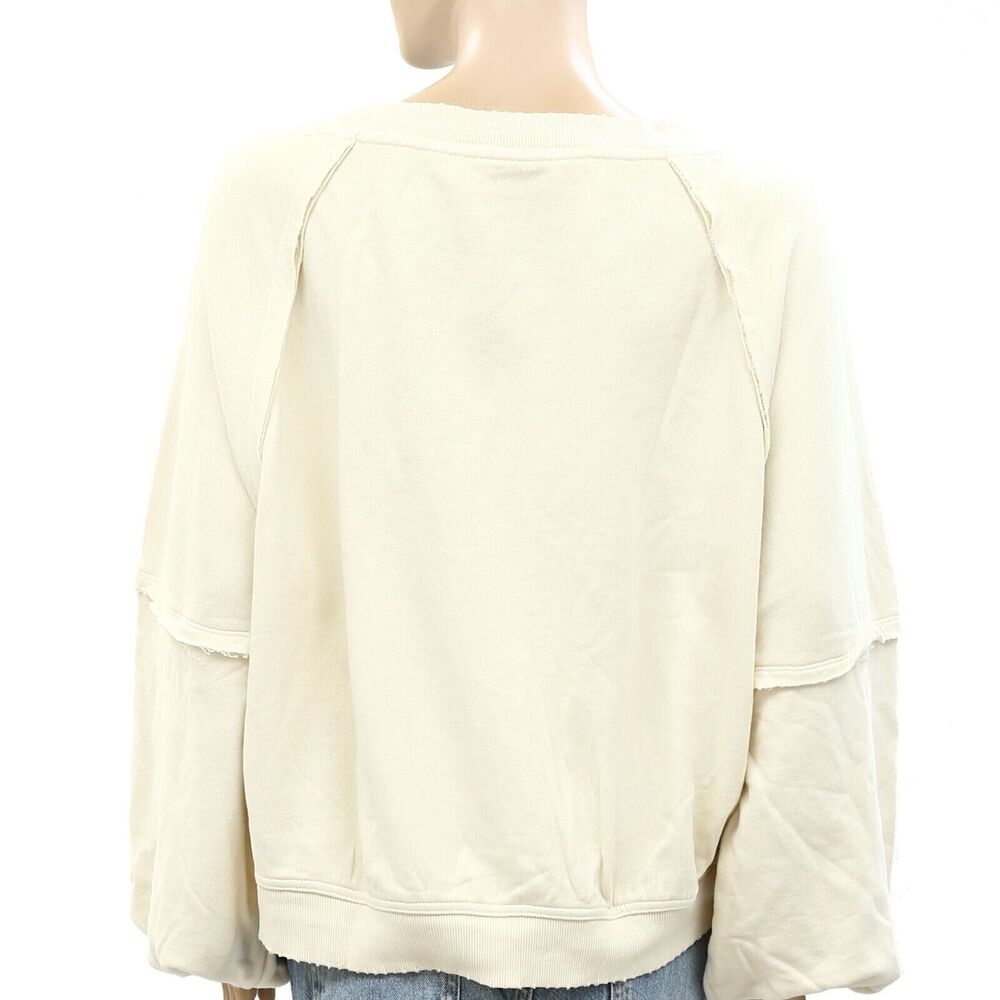 Free People Sweet Deets Sweatshirt Top Oversized Pullover Long Sleeves S 265869 - Picture 9 of 11
